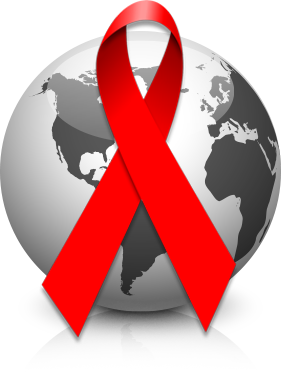 Red Ribbon Over a Globe graphic
